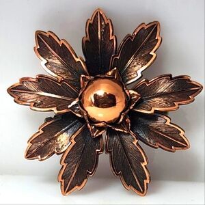 Vintage Signed Copper Brooch